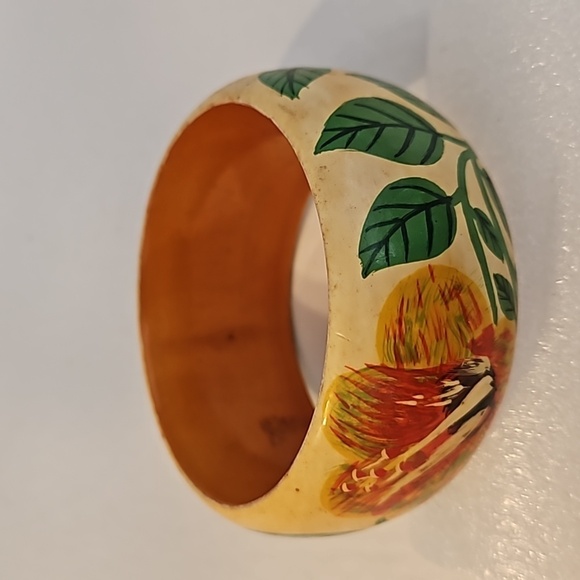 Lacquered Handpainted Wooden Bracelet - Picture 1 of 5